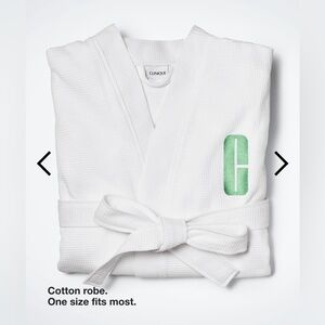 BRAND NEW LIMITED EDITION CLINIQUE COTTON ROBE WITH C LOGO ONE SIZE 48” LONG